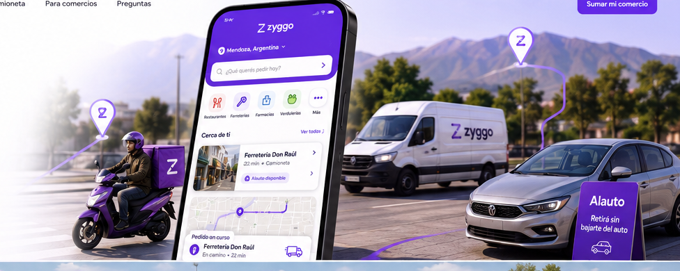 Aplicación Zyggo con entregas en moto, camioneta y retiro Alauto